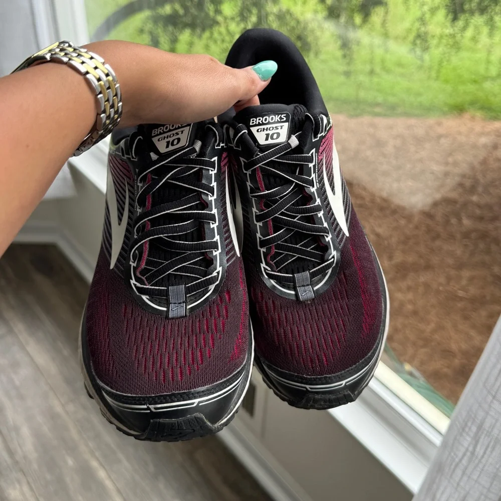 Brooks ghost 10 running sneakers black pink white 10 - Picture 4 of 8